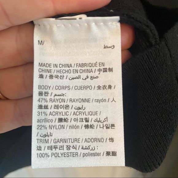 #10 INC International concepts women’s black crewneck long sleeve with frill M - Picture 7 of 11